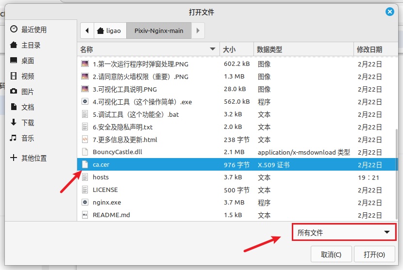 将文件类型改为所有文件